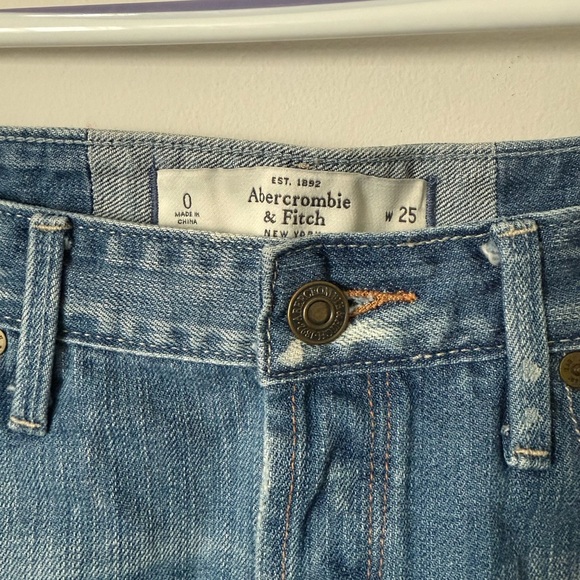 Y2K Abercrombie & Fitch Distressed Denim Micro Mini Skirt Size 25 Low Rise - Picture 3 of 11